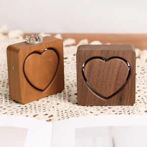 Birthday Custom Heart Shape Engraved Wooden Ring Box Personalized Vintage Jewelry Box Wedding Gift,Unique Ring Box,Anniversary for Her