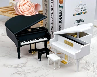 Birthday Gift Custom Piano Music Box Personalized Ring Box Wedding Wooden Engraved Ring Box Music Box  Piano Anniversary Gift For Girl Her
