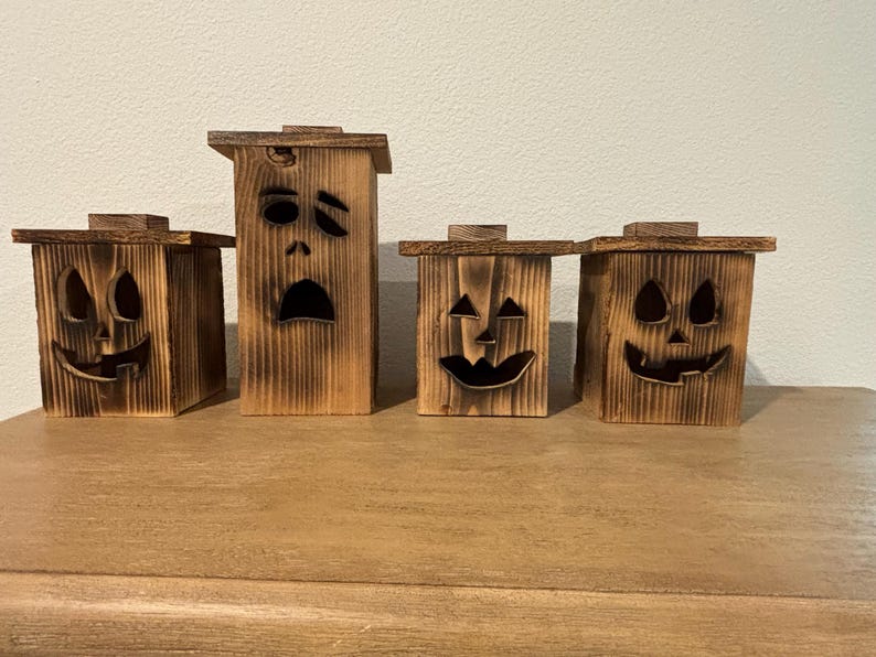 Rustic Wooden Jack O Lanterns | Fall Decor | Halloween Decor - Etsy