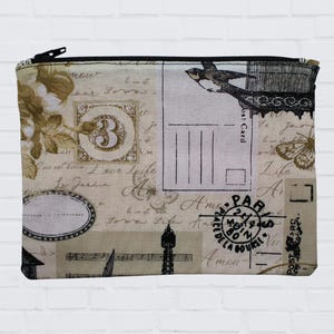 Tarot Card Holder | Unique Tarot Deck Holder | Tarot Bag | Tarot Pouch | Small Makeup Bag | Lined Zipper Pouch | Vintage Postal Paris Print