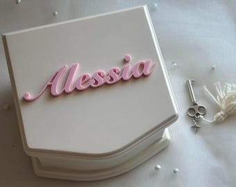 Personalisierte musikalische Ballerina Schmuckschatulle | Benutzerdefinierte Name Baby Geschenk | Schmuck Aufbewahrung für Kleinkinder | Kinder Schmuckhalter | Taufgeschenk