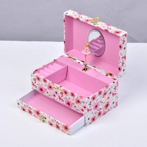 Personalised Ballerina Musical Jewellery Box– Custom Name Gift for Girls– Flower Music Box with Spinning Dancer– Keepsake Storage- Kids/Baby