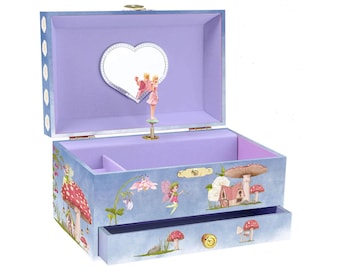 Personalised Fairy Musical Jewellery Box – Custom Name Gift for Girls – Pink Music Box with Spinning Pixie – Keepsake Storage - Kids/Baby
