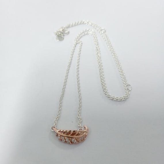 Pandora Floating Curved Feather Stud Necklace 45cm UK