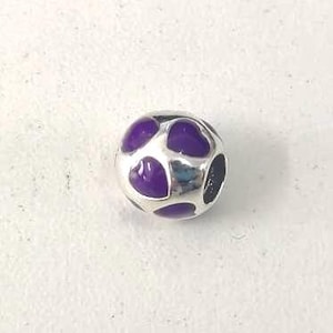 New Pandora Love You Violet Purple Enamel Hearts Charm