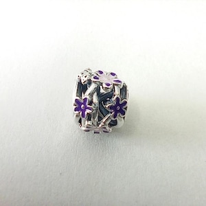 pandora openwork purple daisy sterling silver bead charm