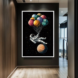 Nasa Astronaut Canvas Print,Wall Art,Modern Wall Decor,Cosmic Wall Decor,Astronaut Banksy Canvas Art,Astronaut Canvas Wall Art,