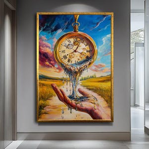 Surreal Melting Clock in Hand Art | Dreamlike Time-themed Painting ...