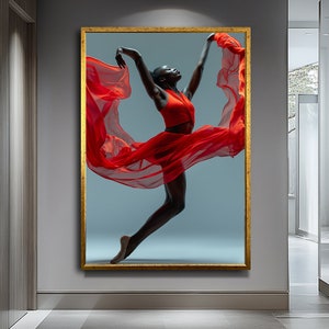 African Ballerina Canvas Art,Dance Canvas Print,African Ballerina Canvas Art, Graceful Dance Artwork, Elegant Wall Decor for Home,Wall Art