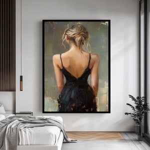 Beautiful Woman Back View Art Print | Elegant Silhouette Illustration | Modern Canvas Decor | Chic Female Portrait | Stylish Wall Art