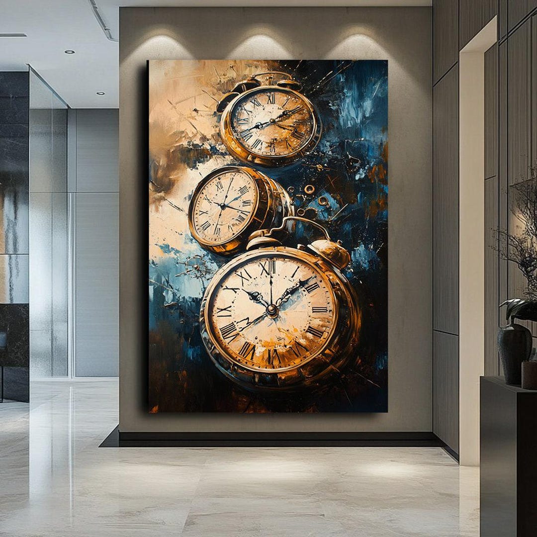 Vintage Clock Canvas Art - Timeless Wall Decor, Modern Clock Print 