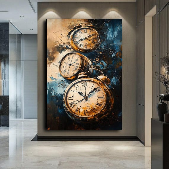 Vintage Clock Canvas Art - Timeless Wall Decor, Modern Clock Print 