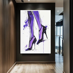 Black Heels Woman Art Print | Chic Fashion Illustration | Modern Wall Art | Elegant Canvas Decor | Stylish Female Portrait