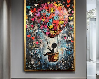 Banksy Balloon Canvas Print,Grafitti Wall Art, Iconic Street Art, Modern Wall Decor, Banksy Modern Wall Art
