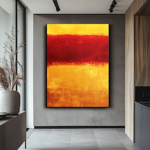 Modern Abstract Yellow And Red Canvas,Mark Rothko Canvas,Inspired By Mark Rothko, Contemporary Modern Art For Minimalist Wall Decor,Wall Art