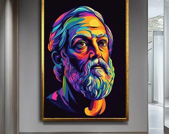 Socrates Poster Pop Art, Digital Prints, Instant Download, Hippie Art, Home Decor, Wall Art, Gifts for Him, Gifts for Her