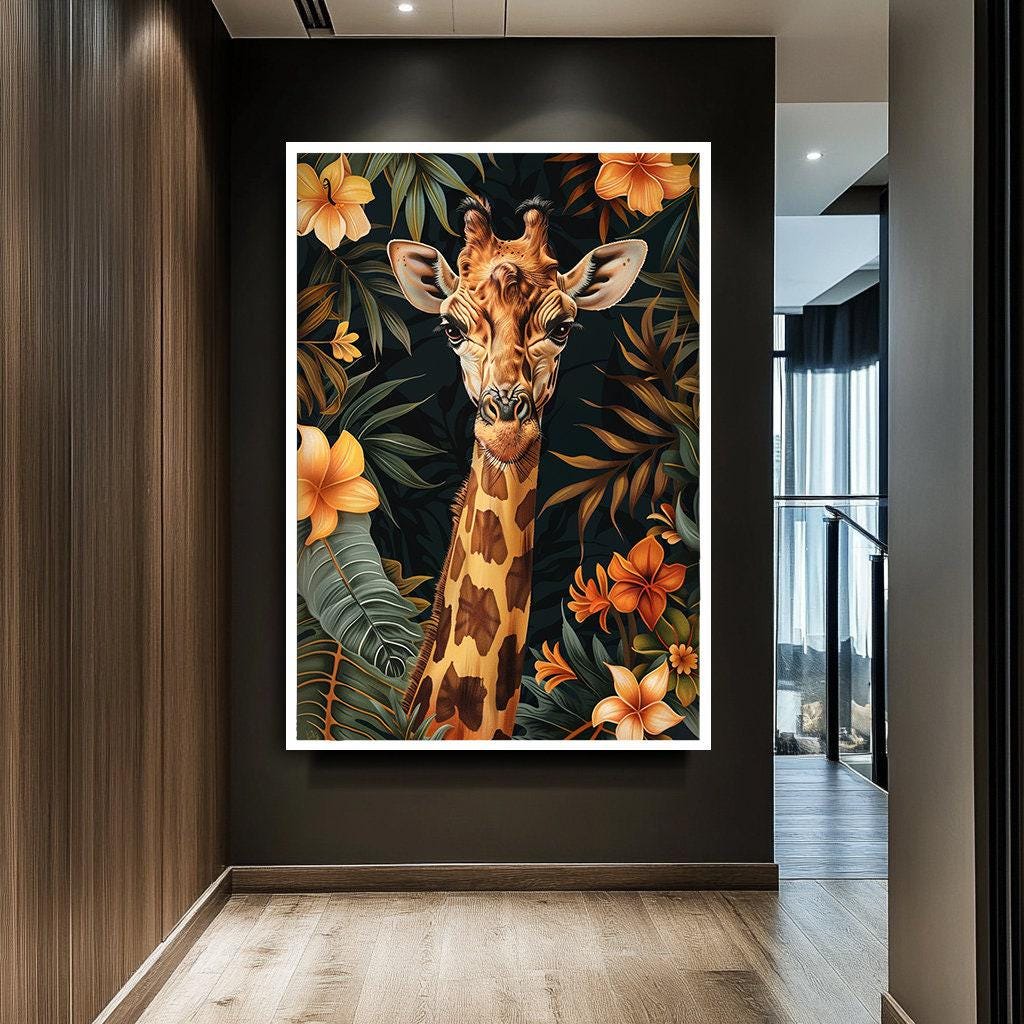 Giraffe Canvas Art, Animal Art Print, Abstract Giraffe Wall Art ...