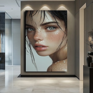 Beautiful Woman Portrait Canvas Art,Stunning Woman Portrait Art,Elegant Female Beauty, Chic Wall Decor,Woman Canvas Print,Wall Art