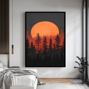 Sunset Canvas Art - Colorful Landscape Print, Modern Wall Decor, Nature-Inspired Artwork.