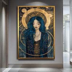 Authentic Woman Art - Cultural and Traditional Female Portrait Canvas, Bohemian Wall Decor.