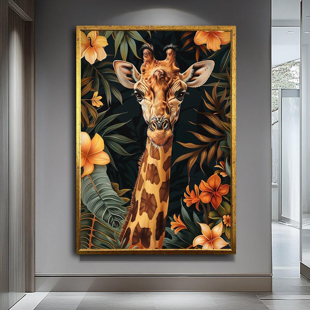 Giraffe Canvas Art, Animal Art Print, Abstract Giraffe Wall Art ...