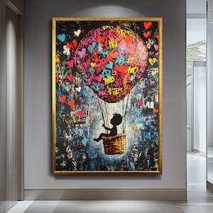 Banksy Balloon Canvas Print,Grafitti Wall Art, Iconic Street Art, Modern Wall Decor, Banksy Modern Wall Art