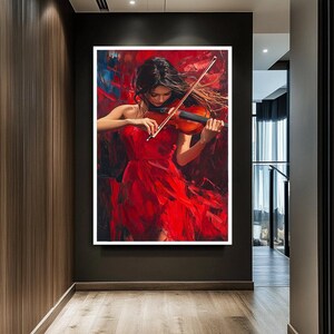 Beautiful Girl Playing Violin Art Print | Elegant Musician Illustration | Modern Canvas Decor | Classical Music Art | Artistic Wall Print. image 4