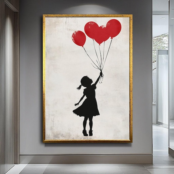 Red Balloons Wall Decor,charming Girl Holding Red Balloons