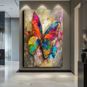 Bunter Schmetterling Wandkunst - Lebendige Schmetterlings-Leinwand, modernes Naturdekor.