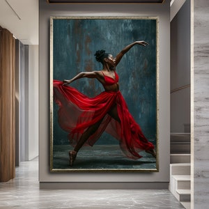 African Ballet Wall Art,African Ballerina Canvas Art,Dance Canvas Print, Graceful Dance Artwork, Elegant Wall Decor for Home,Wall Art