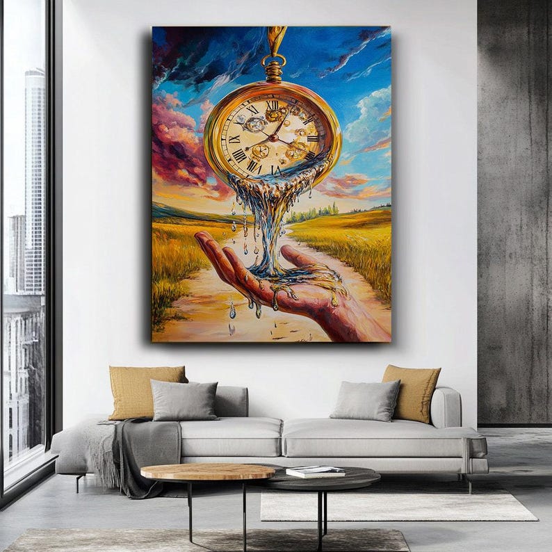 Surreal Melting Clock in Hand Art | Dreamlike Time-themed Painting ...