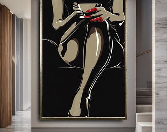 Modische Wandkunst, Sexy Frau Kunst, weibliche Figur Decor, sinnliche Frau Figur Kunst, elegante Wanddekoration, feminine Silhouette Print, Wandkunst