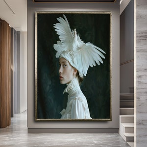 Female Portrait Wall Art - Elegant Woman Canvas Print, Modern Home Decor.