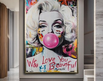 Kunstdruck „Bubble Gum Woman“, 71 x 102 cm, weiß gerahmt