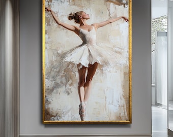 Graceful Ballerina in White Tutu | Ballerina Art | Captivating Dance Art for Sophisticated Spaces | Abstract Canvas Art | Elegant Wall Decor