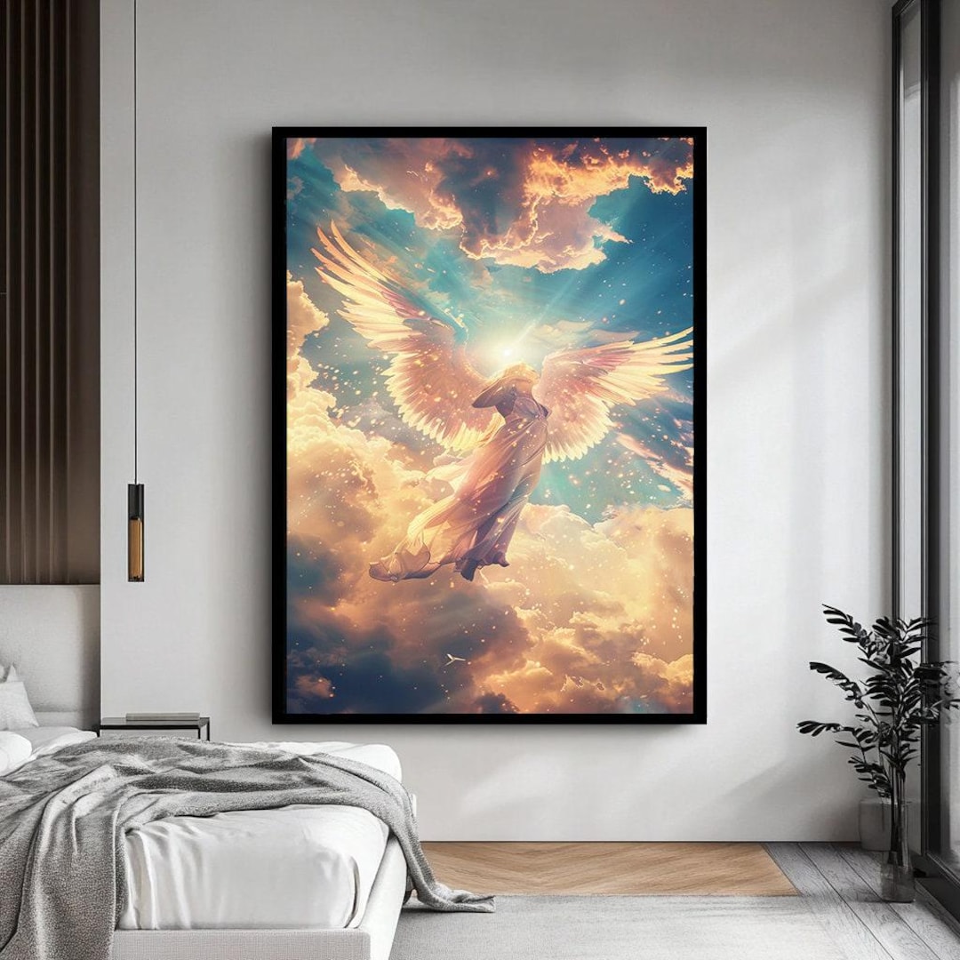 Flying Angel Art - Ethereal Angel Canvas Print, Heavenly Wall
