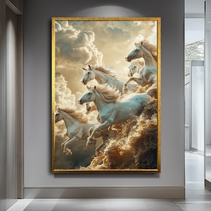 Running Horse Art - Dynamic Horse Canvas Print, Elegant Equestrian Wall Decor.