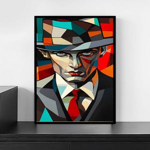 Abstract Geometric Man Canvas Print - Modern Bold Portrait Wall Art with Vibrant Colors - Contemporary Home or Office Decor Piece