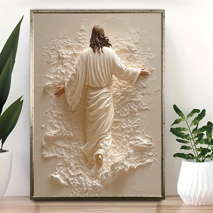Jesus Ascension Canvas Art, Jesus Walking on Water Canvas Print,Religious Christian Wall Art Decor, Christian Gift Ideas, Christian Wall Art