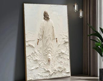 Jesus Walking on Water Canvas Art,Unique Christian Wall Decor,Religious Artwork, Faith-Inspired Home Decoration,Spiritual Gift,Ready To Hang