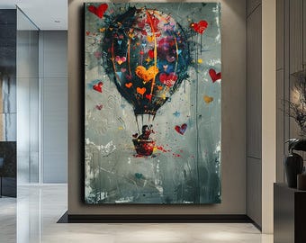 Graffiti Banksy Balloon Canvas Art,Banksy Style Art , Iconic Street Art Canvas Print, Modern Wall Decor,Wall Art,Banksy Style