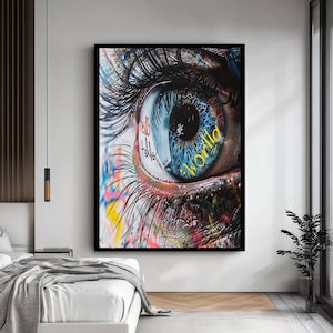Graffiti Eye Canvas Art - Bold Urban Wall Decor - Unique Street Art for Stylish Homes and Art Enthusiasts