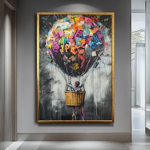 Banksy Balloon Canvas Art, Graffiti Banksy Art,Iconic Balloon Graffiti Art,Banksy Wall Art,Contemporary Street Art Decor,Graffiti Wall Decor