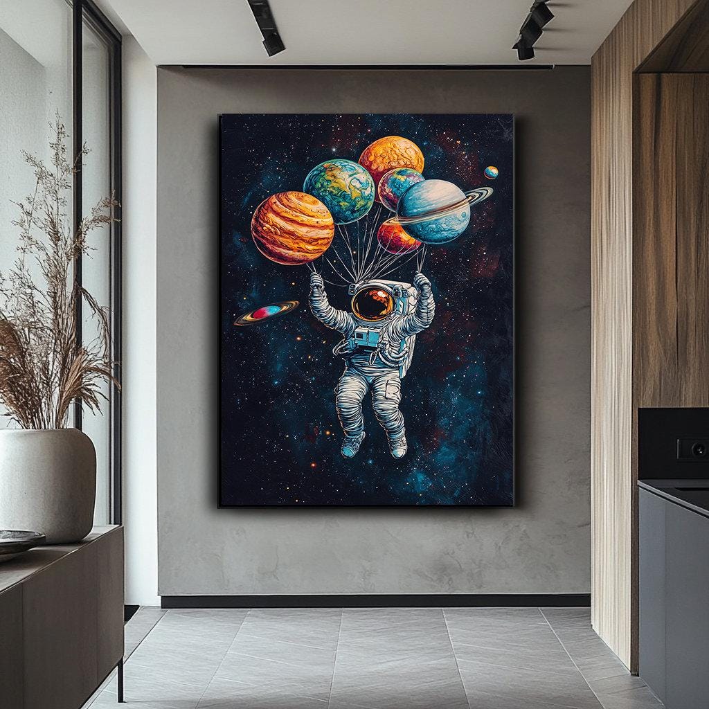 宇宙飛行士のキャンバスアート、宇宙飛行士のグラフィティキャンバス