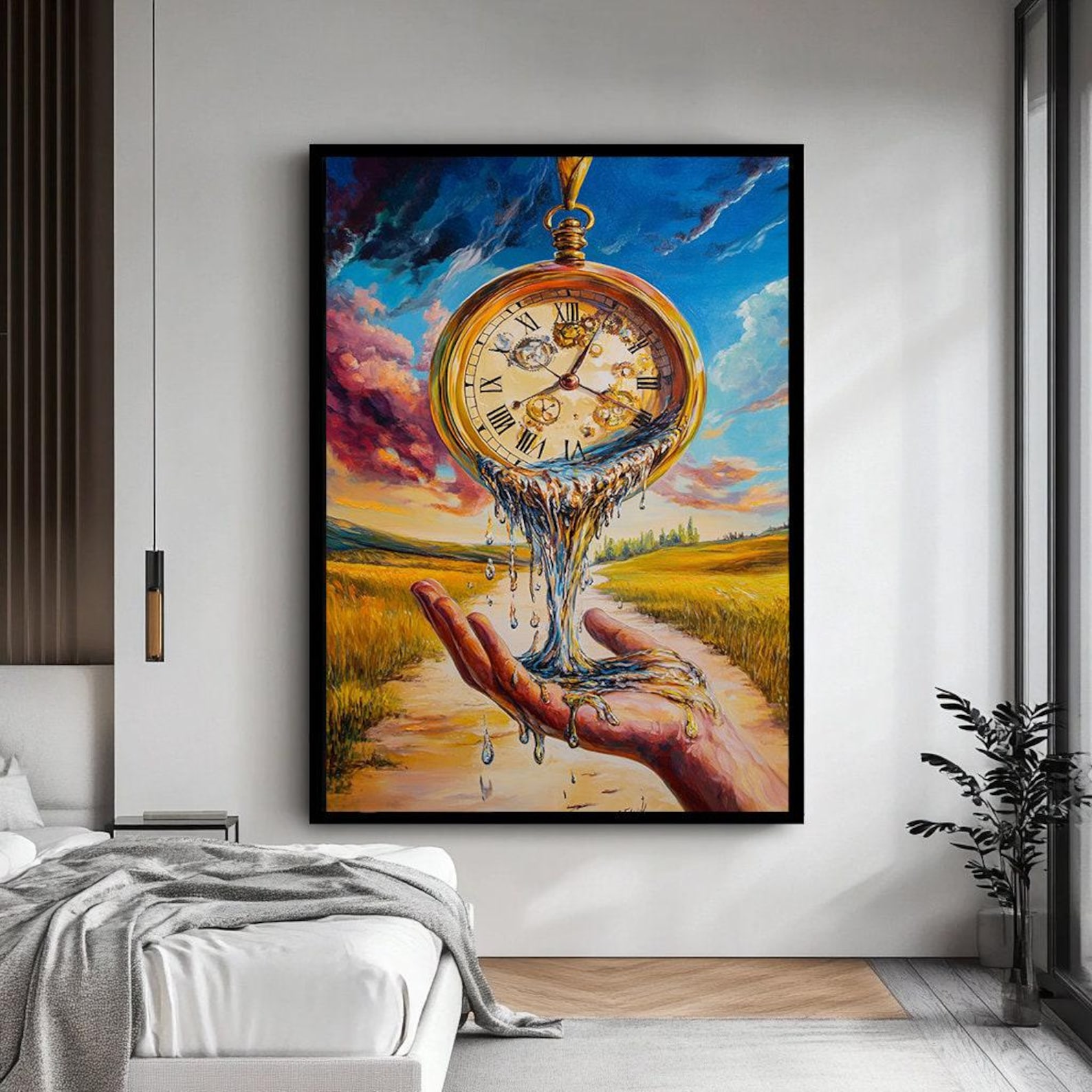 Surreal Melting Clock in Hand Art | Dreamlike Time-themed Painting ...
