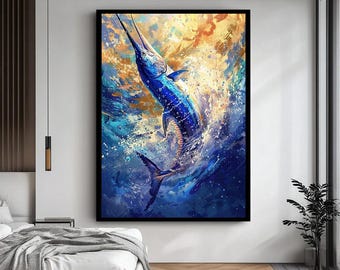 Swordfish Art - Stunning Swordfish Canvas Print, Ocean-Inspired Marine Decor.