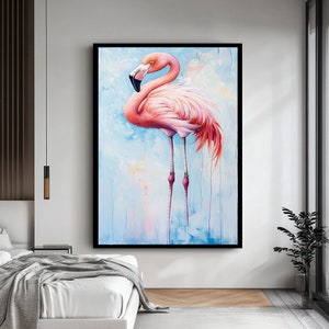 Flamingo Wall Decor,Elegant Pink Flamingo Canvas Art, Vibrant and Colorful Canvas Print for Modern Home Decor, Tropical Themed Wall Art