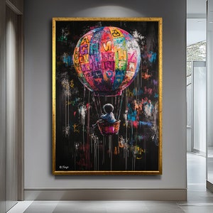 Banksy Balloon Art Print, Banksy Style Art, Modern Wall Decor, Banksy Modern Wall Art,Street Art Inspired Wall Decor