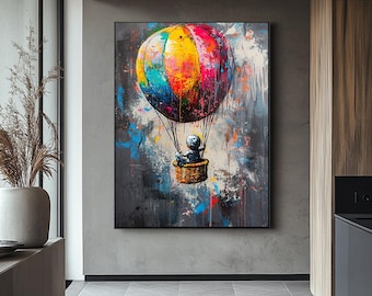banksy balloon canvas art,modern wall art,graffiti banksy canvas art,wall decor