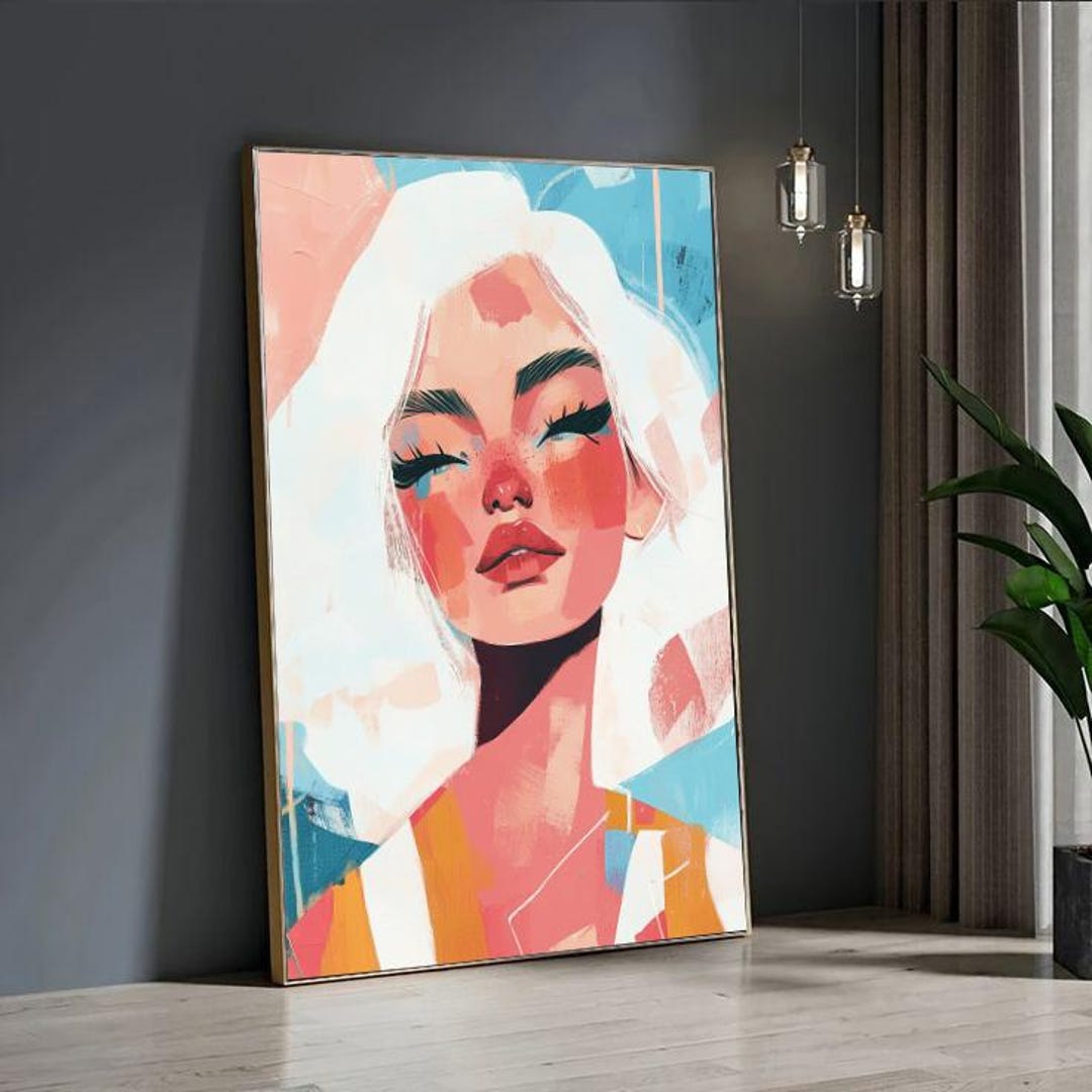 Modern Abstract Woman Portrait – Bold Colorful Female Face Wall Art ...